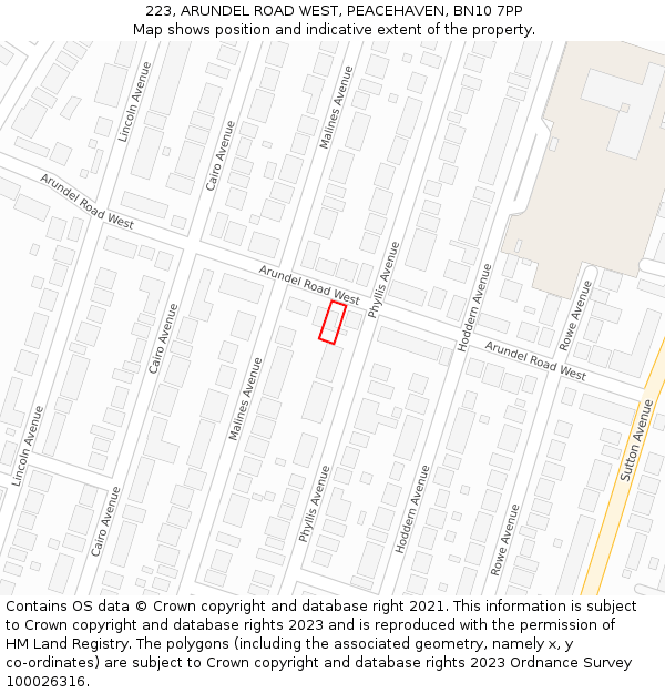 223, ARUNDEL ROAD WEST, PEACEHAVEN, BN10 7PP: Location map and indicative extent of plot