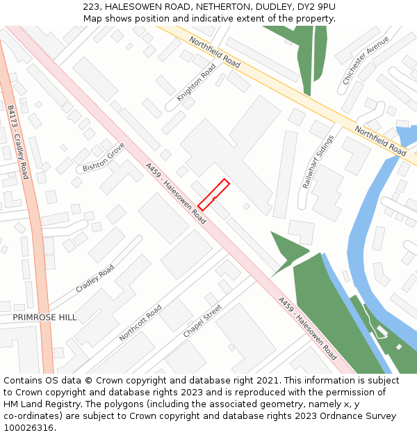 223, HALESOWEN ROAD, NETHERTON, DUDLEY, DY2 9PU: Location map and indicative extent of plot