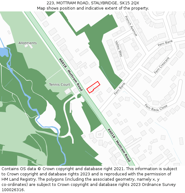 223, MOTTRAM ROAD, STALYBRIDGE, SK15 2QX: Location map and indicative extent of plot