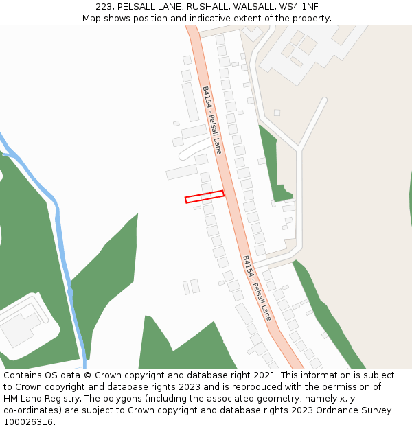 223, PELSALL LANE, RUSHALL, WALSALL, WS4 1NF: Location map and indicative extent of plot