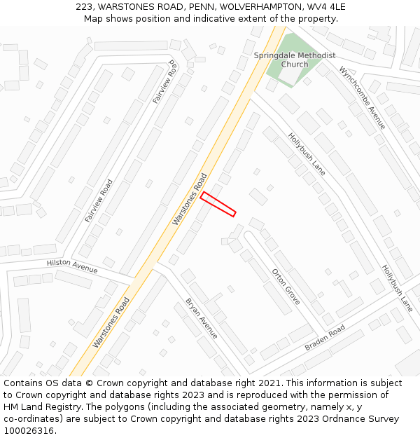 223, WARSTONES ROAD, PENN, WOLVERHAMPTON, WV4 4LE: Location map and indicative extent of plot