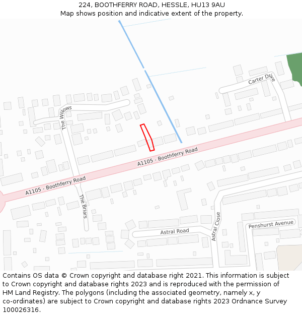 224, BOOTHFERRY ROAD, HESSLE, HU13 9AU: Location map and indicative extent of plot