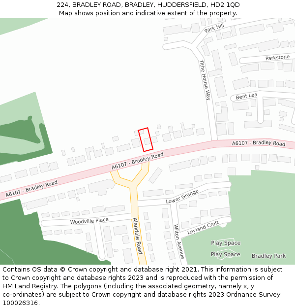 224, BRADLEY ROAD, BRADLEY, HUDDERSFIELD, HD2 1QD: Location map and indicative extent of plot