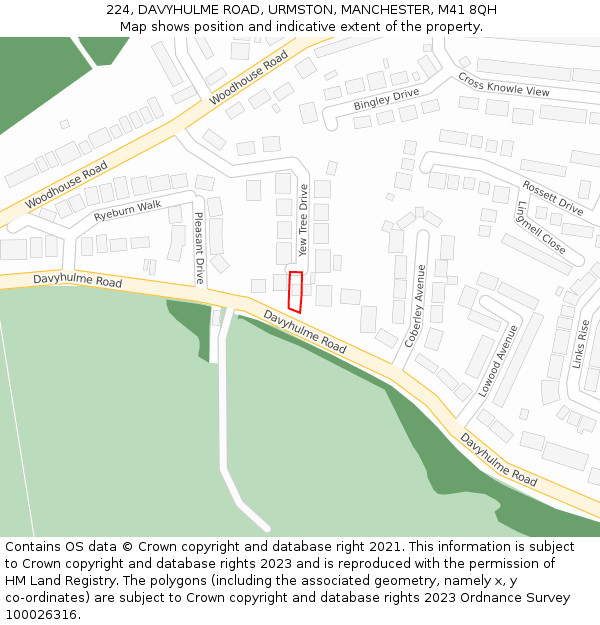 224, DAVYHULME ROAD, URMSTON, MANCHESTER, M41 8QH: Location map and indicative extent of plot