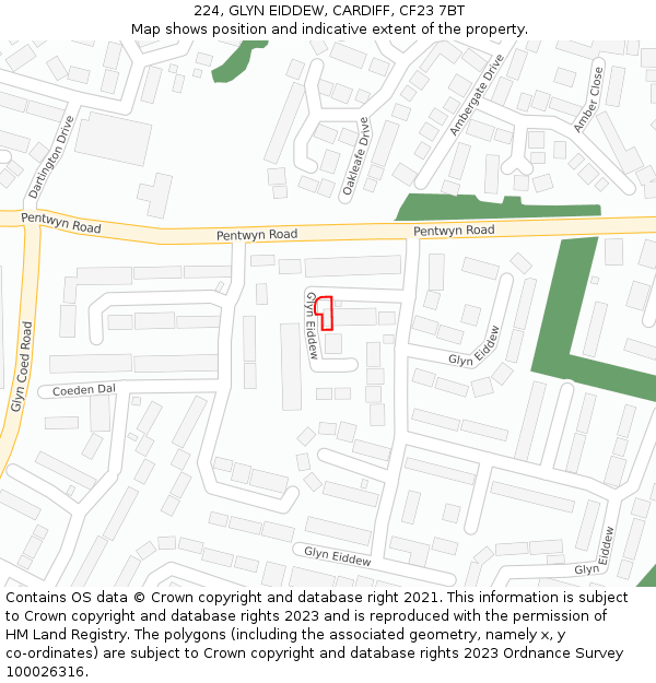 224, GLYN EIDDEW, CARDIFF, CF23 7BT: Location map and indicative extent of plot