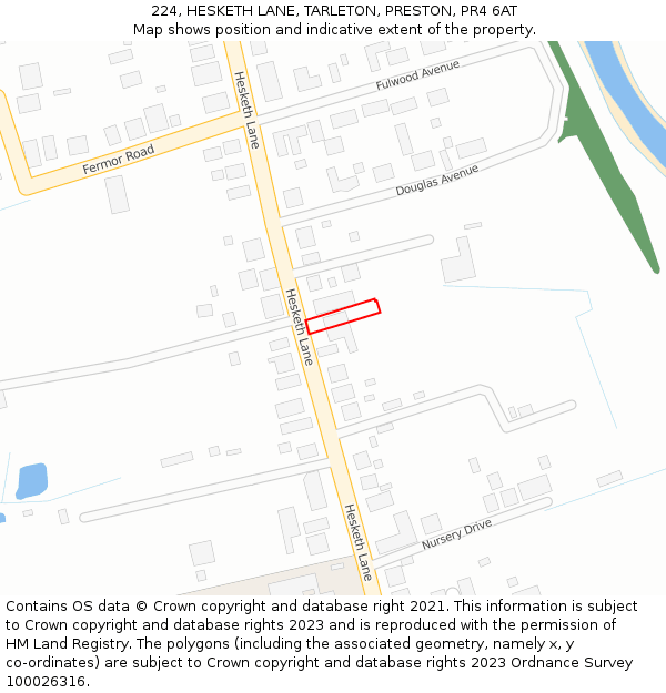 224, HESKETH LANE, TARLETON, PRESTON, PR4 6AT: Location map and indicative extent of plot