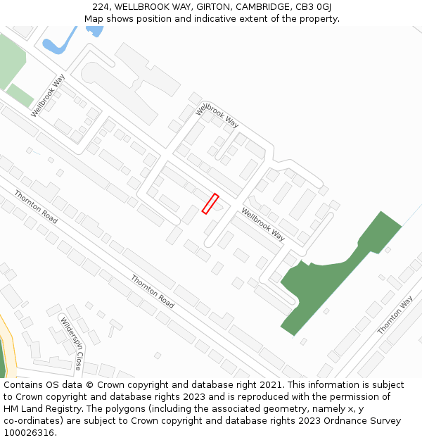 224, WELLBROOK WAY, GIRTON, CAMBRIDGE, CB3 0GJ: Location map and indicative extent of plot