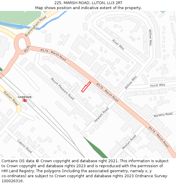 225, MARSH ROAD, LUTON, LU3 2RT: Location map and indicative extent of plot