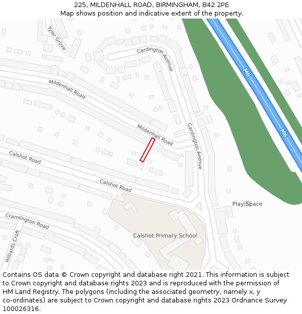 225, MILDENHALL ROAD, BIRMINGHAM, B42 2PE: Location map and indicative extent of plot