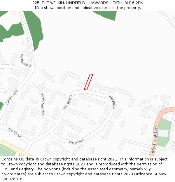 225, THE WELKIN, LINDFIELD, HAYWARDS HEATH, RH16 2PN: Location map and indicative extent of plot