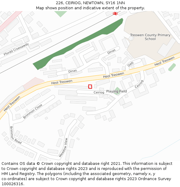 226, CEIRIOG, NEWTOWN, SY16 1NN: Location map and indicative extent of plot