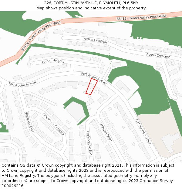 226, FORT AUSTIN AVENUE, PLYMOUTH, PL6 5NY: Location map and indicative extent of plot