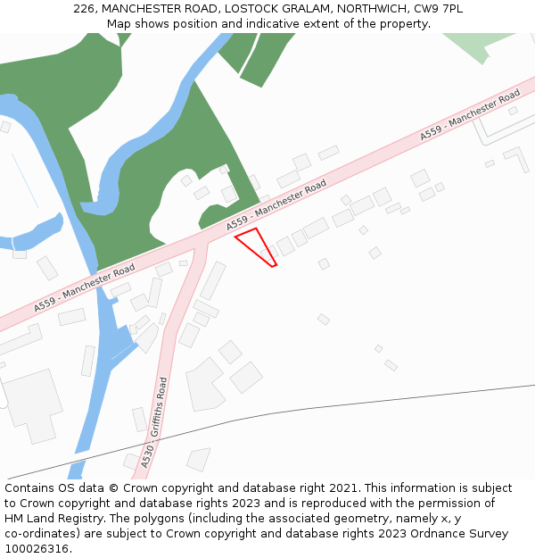 226, MANCHESTER ROAD, LOSTOCK GRALAM, NORTHWICH, CW9 7PL: Location map and indicative extent of plot