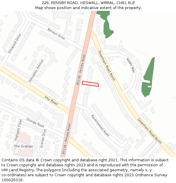 226, PENSBY ROAD, HESWALL, WIRRAL, CH61 6UF: Location map and indicative extent of plot