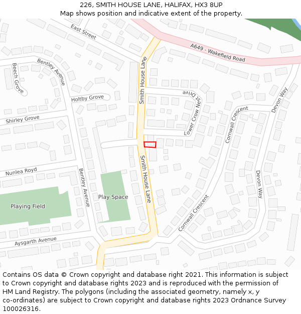 226, SMITH HOUSE LANE, HALIFAX, HX3 8UP: Location map and indicative extent of plot