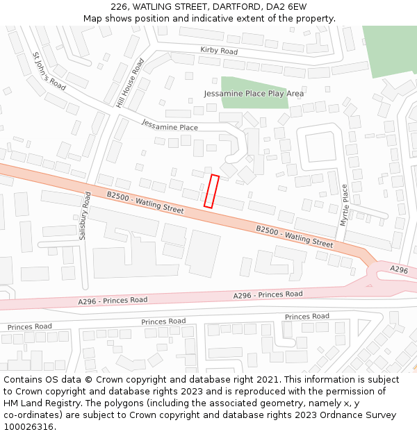 226, WATLING STREET, DARTFORD, DA2 6EW: Location map and indicative extent of plot