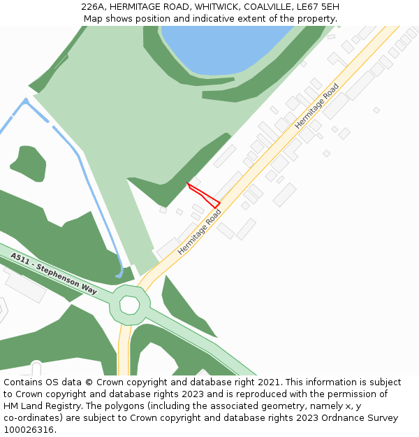 226A, HERMITAGE ROAD, WHITWICK, COALVILLE, LE67 5EH: Location map and indicative extent of plot