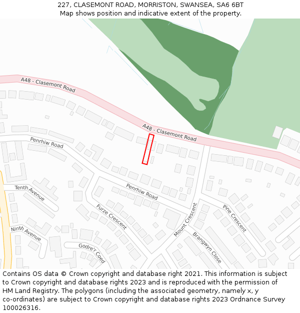 227, CLASEMONT ROAD, MORRISTON, SWANSEA, SA6 6BT: Location map and indicative extent of plot