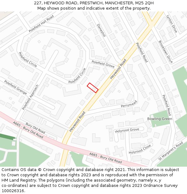 227, HEYWOOD ROAD, PRESTWICH, MANCHESTER, M25 2QH: Location map and indicative extent of plot