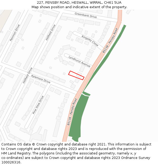 227, PENSBY ROAD, HESWALL, WIRRAL, CH61 5UA: Location map and indicative extent of plot