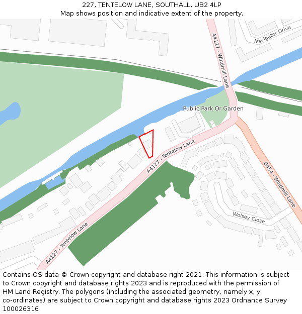227, TENTELOW LANE, SOUTHALL, UB2 4LP: Location map and indicative extent of plot
