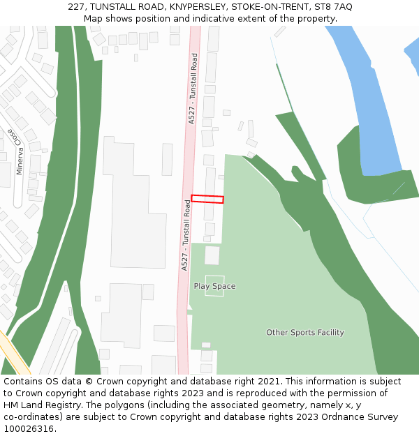 227, TUNSTALL ROAD, KNYPERSLEY, STOKE-ON-TRENT, ST8 7AQ: Location map and indicative extent of plot