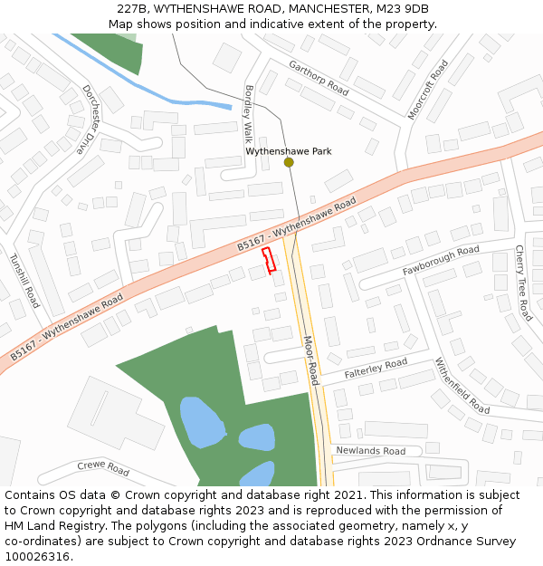 227B, WYTHENSHAWE ROAD, MANCHESTER, M23 9DB: Location map and indicative extent of plot