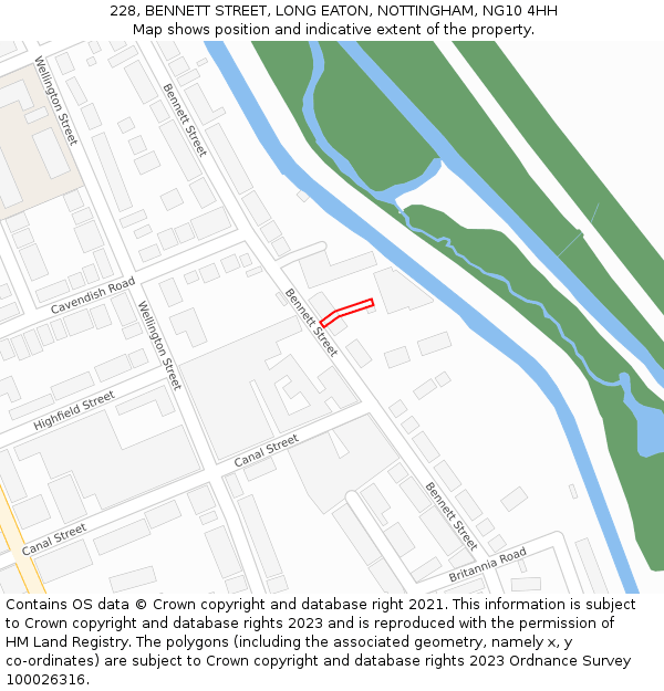 228, BENNETT STREET, LONG EATON, NOTTINGHAM, NG10 4HH: Location map and indicative extent of plot