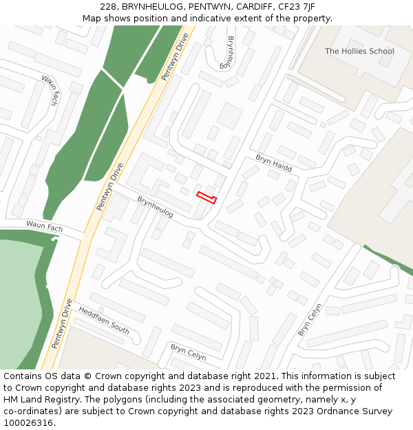 228, BRYNHEULOG, PENTWYN, CARDIFF, CF23 7JF: Location map and indicative extent of plot