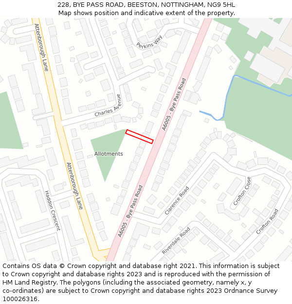 228, BYE PASS ROAD, BEESTON, NOTTINGHAM, NG9 5HL: Location map and indicative extent of plot