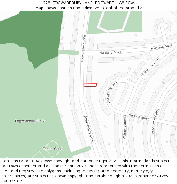 228, EDGWAREBURY LANE, EDGWARE, HA8 8QW: Location map and indicative extent of plot