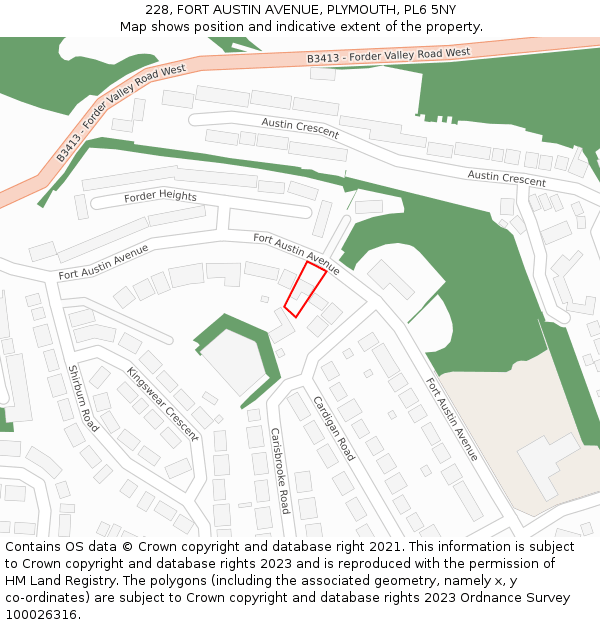 228, FORT AUSTIN AVENUE, PLYMOUTH, PL6 5NY: Location map and indicative extent of plot