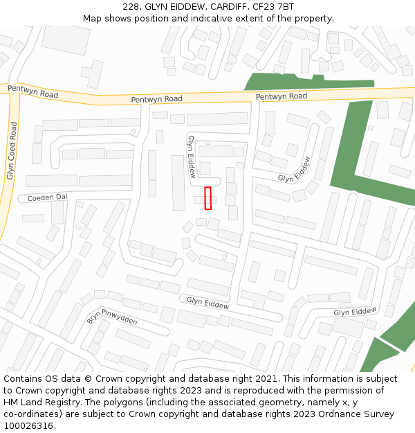 228, GLYN EIDDEW, CARDIFF, CF23 7BT: Location map and indicative extent of plot