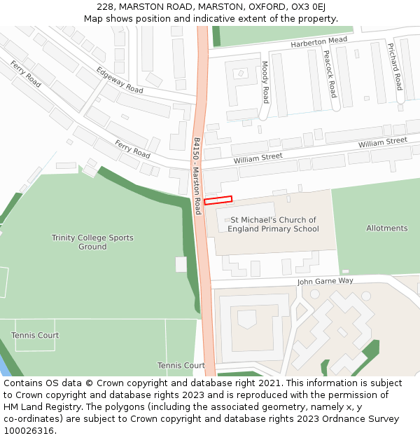 228, MARSTON ROAD, MARSTON, OXFORD, OX3 0EJ: Location map and indicative extent of plot