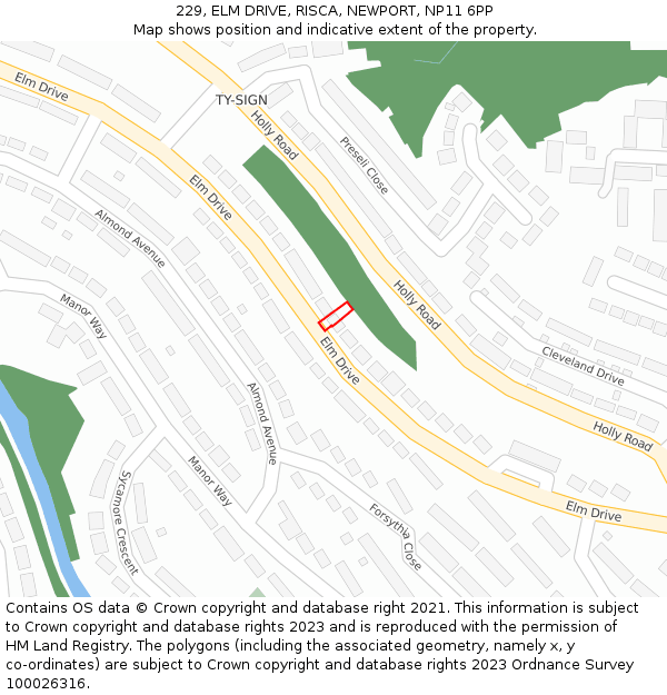 229, ELM DRIVE, RISCA, NEWPORT, NP11 6PP: Location map and indicative extent of plot