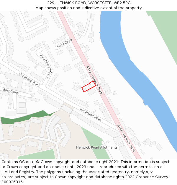 229, HENWICK ROAD, WORCESTER, WR2 5PG: Location map and indicative extent of plot