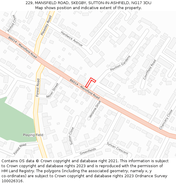 229, MANSFIELD ROAD, SKEGBY, SUTTON-IN-ASHFIELD, NG17 3DU: Location map and indicative extent of plot