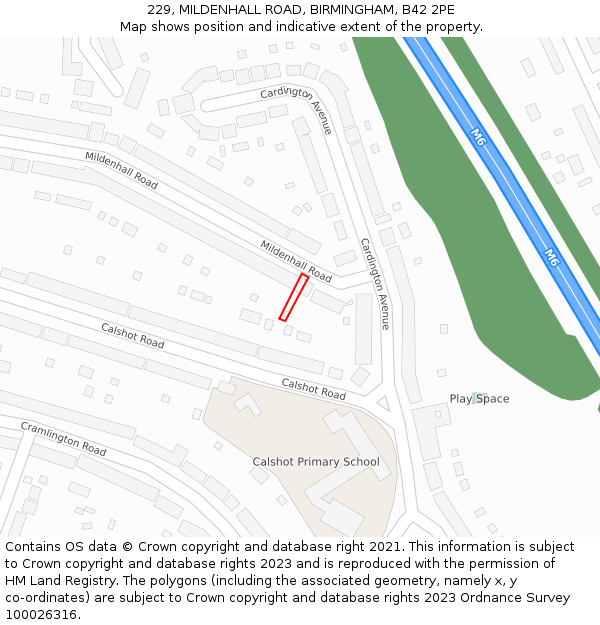 229, MILDENHALL ROAD, BIRMINGHAM, B42 2PE: Location map and indicative extent of plot