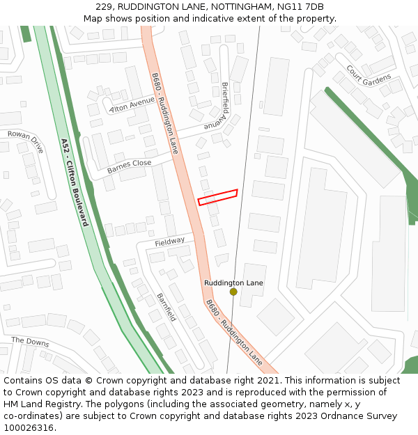 229, RUDDINGTON LANE, NOTTINGHAM, NG11 7DB: Location map and indicative extent of plot