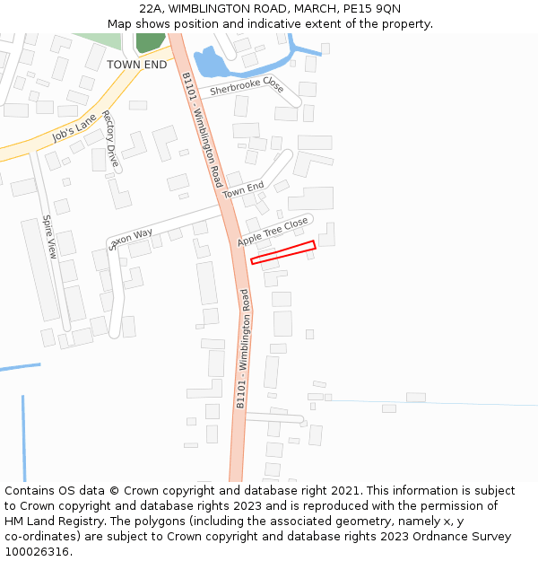 22A, WIMBLINGTON ROAD, MARCH, PE15 9QN: Location map and indicative extent of plot