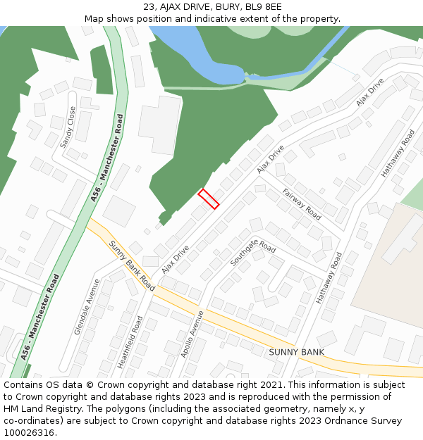 23, AJAX DRIVE, BURY, BL9 8EE: Location map and indicative extent of plot