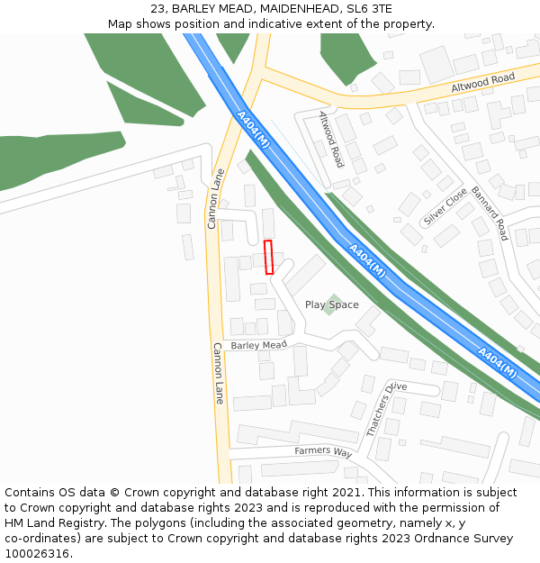 23, BARLEY MEAD, MAIDENHEAD, SL6 3TE: Location map and indicative extent of plot