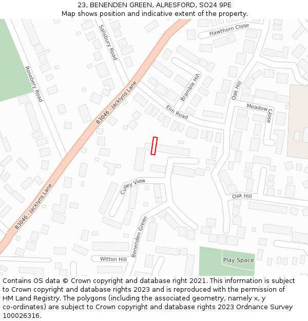 23, BENENDEN GREEN, ALRESFORD, SO24 9PE: Location map and indicative extent of plot