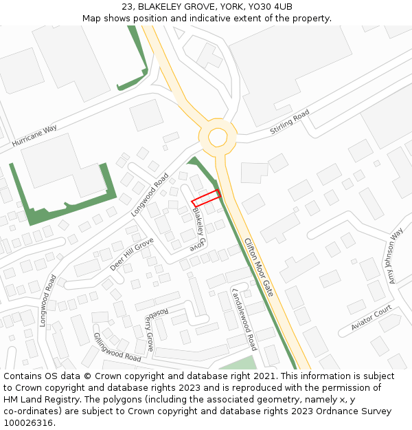 23, BLAKELEY GROVE, YORK, YO30 4UB: Location map and indicative extent of plot