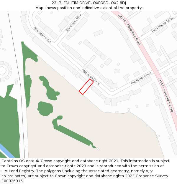 23, BLENHEIM DRIVE, OXFORD, OX2 8DJ: Location map and indicative extent of plot