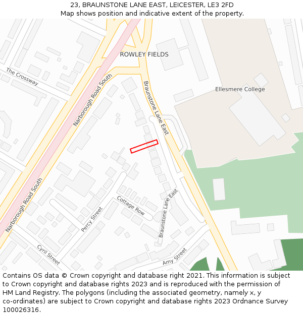 23, BRAUNSTONE LANE EAST, LEICESTER, LE3 2FD: Location map and indicative extent of plot