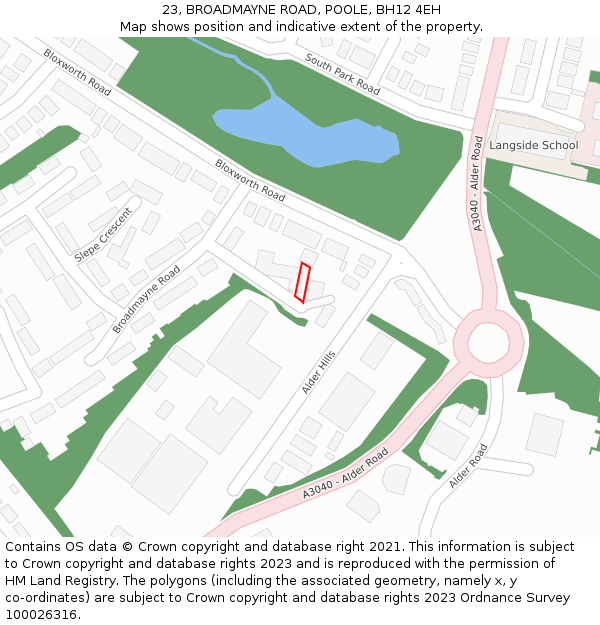 23, BROADMAYNE ROAD, POOLE, BH12 4EH: Location map and indicative extent of plot