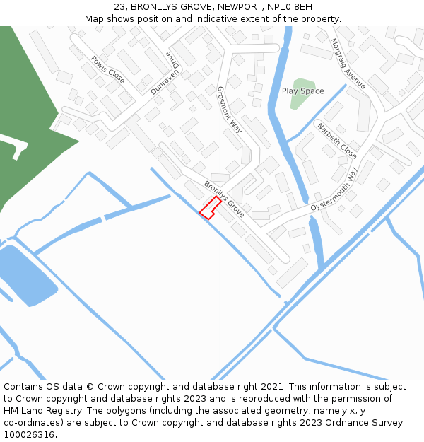 23, BRONLLYS GROVE, NEWPORT, NP10 8EH: Location map and indicative extent of plot