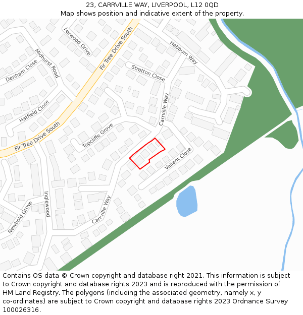 23, CARRVILLE WAY, LIVERPOOL, L12 0QD: Location map and indicative extent of plot