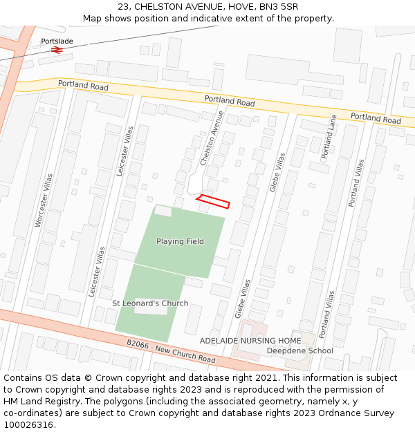 23, CHELSTON AVENUE, HOVE, BN3 5SR: Location map and indicative extent of plot